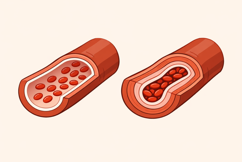 hipertensão arterial efeito nas artérias — ilustração educativa